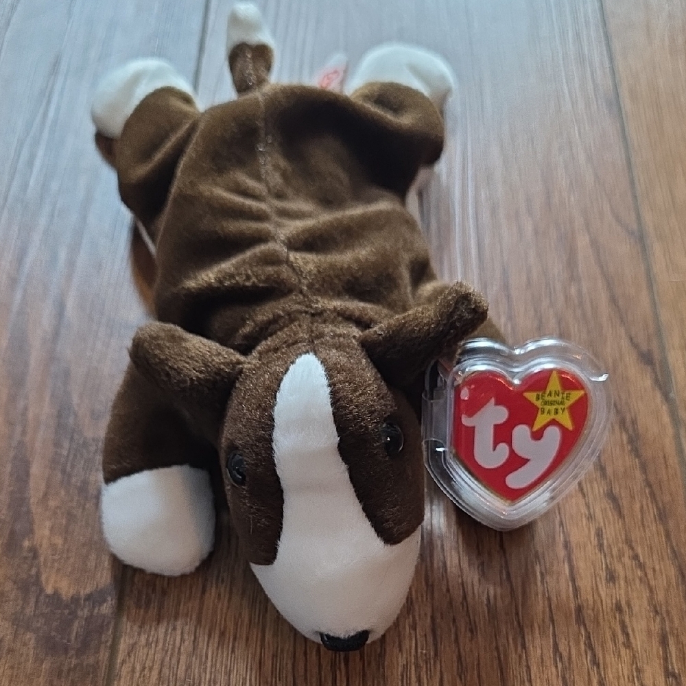 Ty Brown and White Plush Dog